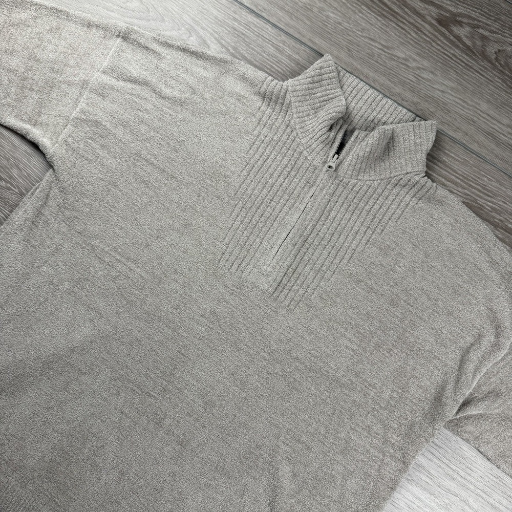 Barefoot Dreams Men's Short Sleeve 1/4 Zip Cozychic Ultra Lite Sweater Beige XL
